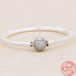 Fine 925 Sterling Silver Moments Sparkling Pav &eacute;Heart-kujuline manseti k&auml;ev&otilde;ru naistele Peen kingitus, isetehtud v&otilde;luk&auml;ev&otilde;ru 20cm