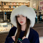 Naiste S&uuml;gis Talv Soe Paksenenud K&otilde;rvakaitsega M&uuml;ts K&uuml;lm Samet Pl&uuml;&uuml;s J&auml;nku V&auml;ljas Kootud Pommik&uuml;bar Magus Armas Suur Lei Fengi M&uuml;ts One Size valge