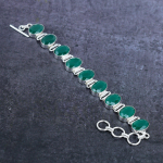 Emerald(Simulated) Gemstone Handmade 925 Sterling Silver Bracelet 7-8 s9q27