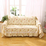 Puuvillane Kangas Diivanikate Volangide, Lillemustriga, Istmekatted Diivanile, Elutuppa, T&auml;ielikult Kattev, Libisemisvastane 2PCS Cushion Cover