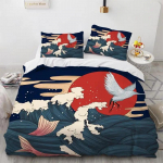 Laine Tekikott Komplekt Hokusai Muster Jaapani Ukiyoe Tekikott Orientaalne Sket&scaron;istiil Ookean Queen Twin Pol&uuml;ester Voodipesukomplekt 140x210cm 2pcs