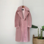 Solid Plush naiste talvemantlid, pika rev&auml;&auml;riga kunstkarusnahast jakk Kohev luksuslik kunstkarusnahast jope Naissoost naturaalne naturaalne kasukas naistele XXXL tumeroosa v&auml;rv