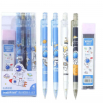 Plastikust dinosauruse/virsiku/astronaudi automaatne pliiatsikomplekt Roheline/roosa/valge armas mehaaniline pliiatsikomplekt valge