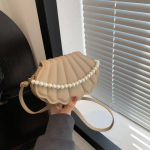 Shell-kujuline Crossbody kott Moodne mini &otilde;lakott Naiste kunstp&auml;rli kettk&auml;ekott 21x6x13cm