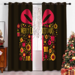 J&otilde;ulukardinad 3D Kuldse j&otilde;ulupuuga P&otilde;drakaunistusega P&auml;ikesevarjukardinad 2 Panel Deluxe elutuba Magamistoa Kodukaunistusega kardinad 100W130H(CM)40x51in&HOOK