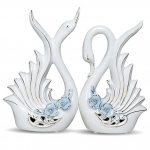 Moodne Elite Swan Pair keraamiline kunstfiguur | Kaunis kodukaunistus (Komplektis 2, valge)