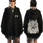 Ghost B&auml;ndi Lukuga Kapuutsiga Pusa S&uuml;gis Talv Mehed Naised Vabaaja &Uuml;lisuur Lukuga Jakk Mees Vintage Gooti Rock Metall Lukuga Dressipluus XXXL