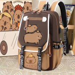 Kapibaara seljakott t&uuml;drukutele - armas, vastupidav, mitmekihiline ja suure mahutavusega koolikott p&otilde;hikoolile Backpack + 9-Piece Set