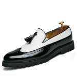 Mood Platvorm Kingad Loafers Kingad Meeste Paksu tallaga pulmakingad Tutt Must Ametlik Business Slip-on Nahk Suurendus Vabaajajalatsid 44 valge