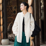 Naiste Hiina Traditsiooniline Tang &Uuml;likond Linane Zen Tee Hanfu Naiste Tai Chi Kung Fu Topid Vintage Puuvillased Naiste R&otilde;ivad One size aprikoosi