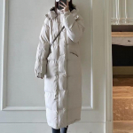 S-5XL pikk jakk, naine, pikkade varrukatega, massiivse kapuutsiga parkad, vabaaja Korea moodne sulemantel 2021. aasta talvine v&auml;lidisain S valge