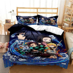3D-prinditud Anime Demon Slayer Tekikate Nezuko Tanjirou Voodipesu komplekt Kahekohaline &Uuml;hekohaline T&auml;iskasvanu Lapsed Tekikate 135x200cm 2pcs