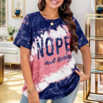 HNXC naiste moe vabaaja suvine &uuml;hev&auml;rvilise tr&uuml;kiga l&uuml;hikeste varrukatega O-kaelusega pluusid ja s&auml;rgid S must