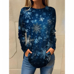 J&otilde;uluteema Lumehelbeke 3D Print O-kaelusega pikkade varrukatega T-s&auml;rk Mood Naisteriided Vabaajar&otilde;ivad Harajuku Naister&otilde;ivad S