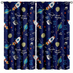 2 tk Multikad Kosmose Kardinat Poistele T&uuml;drukutele Universumi Planeedi Akna Kardinad Vardatasku Galaktika Rakett Astronaut Sinised Kardinad. 150x166cm