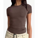 HNXC naiste moe vabaaja suvine &uuml;hev&auml;rvilise tr&uuml;kiga l&uuml;hikeste varrukatega O-kaelusega pluusid ja s&auml;rgid XS