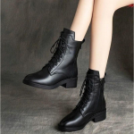 Euroopa ja Ameerika Retro L&uuml;hikesed Saapad Naiste 2024 Uued Mitmek&uuml;lgsed Pehmest Nahast Keskmise Kontsaga Pl&uuml;&uuml;sist Naiste Saapad Zapatillas De Mujer 39