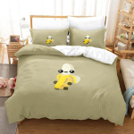 3D Kawaii M&auml;ngu Boomerang Fu Voodipesukomplekt &Uuml;he Twin T&auml;is Queen King Suuruses Voodikomplekt T&auml;iskasvanu Laste Magamistuba Tekikoti Komplektid Kodutekstiil EU Twin 135x200cm beige