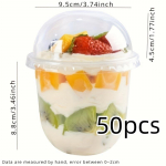 50 tk 360 ml auguvabad pudingutopsid kaanega plastkarbid j&auml;&auml;tisevahuga magustoidu pikniku peo pakkimine kaanega magustoidu tassid