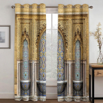 Luksuslik moslemi ramadaani festivali Rooma postvarjundiga kardinate aknakardinate komplekt elutoa magamistoa dekooriks 2 t&uuml;kki tasuta saatmine W60H60(CM)x2pcs&HOOK