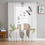 Jungle Cartoon Loom L&otilde;vi Sebra L&auml;bipaistvad kardinad elutuppa Lapse Magamistoa T&uuml;llkardinad K&ouml;&ouml;giakende hoolduspaneel 1 PCS W100XH250cm&Rod Pocket