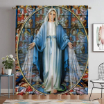 S&auml;&auml;sevastased kardinad kaamerale Kristlik Neitsi Maarja Toonklaasid Elegantsed Toakardinad 2 tk Elutoa Kardin Vahesein Kodu W107xH241cmx2pcs-CL
