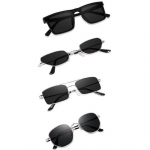 Sheomy Unisex Combo pakkumine 4 tooni prillidega Black Candy MC stan Rectangle Retro Vintage kitsad p&auml;ikeseprillid naistele::Mehed