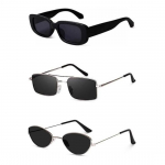 Sheomy Unisex Combo pakkumine 3 tooni prillidega ruudukujulised p&auml;ikeseprillid ristk&uuml;lik retro vintage kitsad naised::Meeste v&auml;ikesed kitsad ruudukujulised p&auml;ikeseprillid