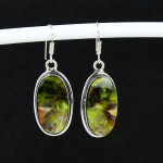 Naturaalsed Kroomkaltsedooni Antiiksed K&otilde;rvar&otilde;ngad 925 Sterling H&otilde;bedast K&otilde;rvar&otilde;ngas, Boho H&otilde;bedast Ehted Ripatsiga K&otilde;rvar&otilde;ngad, Kingitused Peo&uuml;rituseks Kingitused Talle 5.5 Cm roheline
