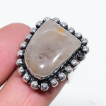Golden Rutile Handmade 925 Sterling Silver Gift Jewelry Ring Size 7.5 b5o77