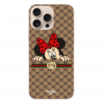 Kaitsekate - Gucci - Iphone 16 Pro Max - Pehme - Must - Minnie muster