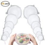Weiqiao&reg; 12 Pcs Couvercles en Silicone Extensibles R&eacute;utilisable Universel Conservation Alimentaire Pour Micro-ondes Frigo - Transp