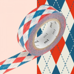 Masking tape damier - Rouge et bleu - 1,5 cm x 7 m