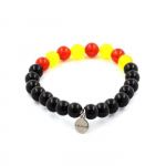 Pierres et Min&eacute;raux. Bracelet Catalan Perles Agate noire + Agate jaune + Agate Rouge 8 mm. Fabriqu&eacute; en France.