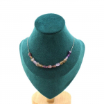 Pierres et Min&eacute;raux. Collier 15 perles Auralite du Canada. Chaine en acier inoxydable Collier femmes, hommes. Taille personnalisabl