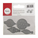 Kit Gabarits de d&eacute;coupe: Xmas Tree Ball, 1,2x3,7cm-3,2x4cm, sct.-LS 4pces