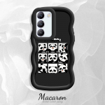 V&auml;rvitud muster Big Wave Edge pehme silikoon materjal Macaron telefoni &uuml;mbris p&otilde;rutuskindel kaitsev kummist korpus OnePlus Vivo Motorola Moto jaoks Vivo Y200 5G valge