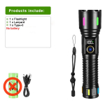 &Uuml;liv&otilde;imas taskulamp 10000LM LED-taskulamp USB-taaslaetavad taskulambid 5 režiimiga matkalamp kaasaskantav latern A-No battery