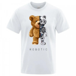 Naljakas Teddy Bear Robot T-s&auml;rk Robotic Bear Meeste l&uuml;hikeste varrukatega mood vabaajar&otilde;ivad Suvised puuvillased T-s&auml;rgid Suured t&auml;nava T-s&auml;rgid S