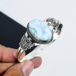 Looduslik Larimari v&auml;&auml;riskivi k&auml;sitsi valmistatud 925 sterlingh&otilde;bedast mansett-k&auml;ev&otilde;ru, Larimari k&auml;ev&otilde;ru, Naisele, Unisex k&auml;ev&otilde;ru, Kingitused peoriide jaoks 6" sinine