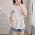 Suvine puuvillane rasedus-T-s&auml;rk k&uuml;ljeavaga imetamiseks - Moodne s&uuml;nnitusj&auml;rgne topp XXL valge