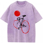 V&auml;ljas Jalgrattas&otilde;it Pestud T-s&auml;rk Suvine Lahtine Pleegitatud T-s&auml;rk Puuvillane O-kaelusega L&uuml;hikeste varrukatega Pleegitatud Topid T-s&auml;rk L