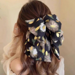 Autumn French Retro Floral Bow Ponytail Hair Clip