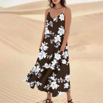 Naiste suvekleit Vabaaja vabaaja kleidid Long Beach puhkuseks L pruun
