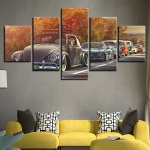 Modulaarne l&otilde;uend HD-prindid Retro autoplakatid Kodukaunistused Seinakunstipildid 5 t&uuml;kki Abstraktsed teemaalingud ilma raamita 20x35cm*2 20x45cm*2 20x55cm*1