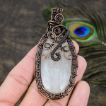 Selenite Handmade Copper Wire Wrap Jewelry Pendant 3.43 p7b41