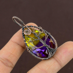Natural Bi Color Tourmaline Gemstone Copper Wire Wrap Jewely Pendant 2.2 l7a18