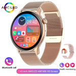 2025 Huawei Xiaomi NFC nutikell naistele 466*466 HD h&auml;&auml;l Bluetooth-k&otilde;ne pulsisagedus sporditervise j&auml;lgija naiste nutikell Mesh Belt kuld