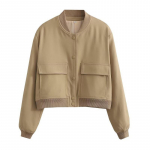 Naiste mood taskutega Bomber jakk Mantlid Vintage pikkade varrukatega esin&ouml;&ouml;biga vabaaja naiste &uuml;ler&otilde;ivad stiilsed topid XXXL