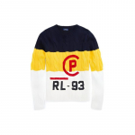 Polo Ralph Lauren V&auml;rviplokiga kirjade ja numbritega tikitud &uuml;mara kaelusega vaba kaabliv&ouml;&ouml;ga kampsun naiste kampsun mitmev&auml;rviline WMPOSWEN6810253-B90 XS